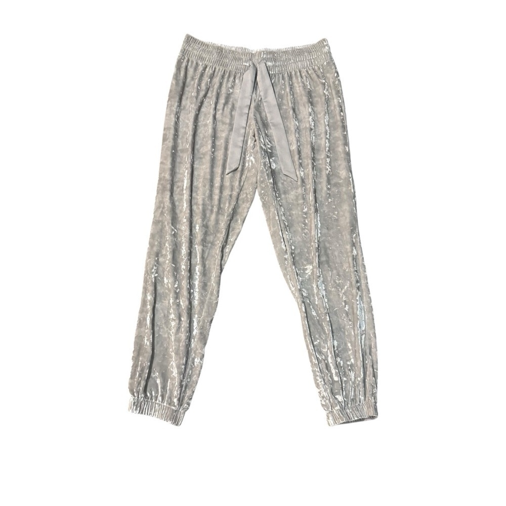 Victoria’s Secret Crushed Velvet Joggers Gray Medium Silver Bow